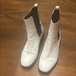 White Leather Ankle Boots